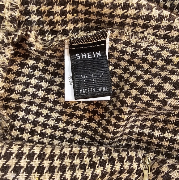 SHEIN Houndstooth Skirt Brown - Picture 3 of 3